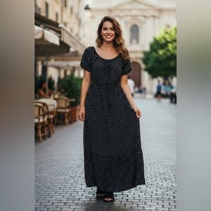 Navy Blue Polka Dot Dress